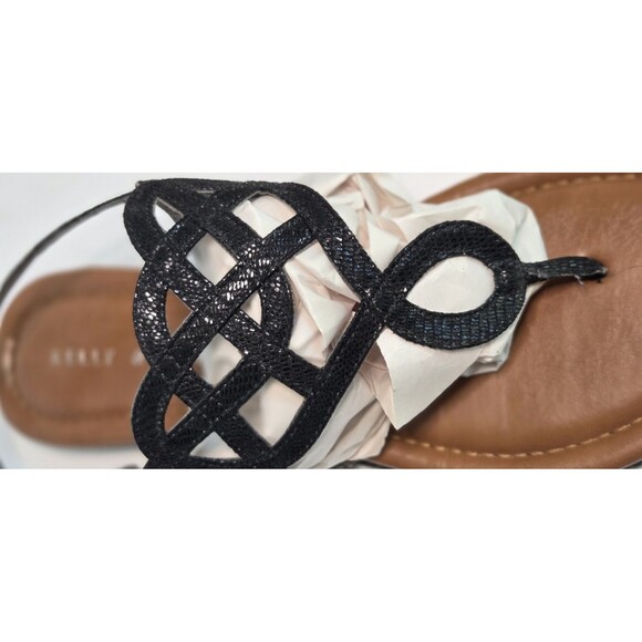 Kelly & Katie Women's Size 8 Black Metallic Strappy Slingback Flat Thong Sandals - Picture 9 of 9